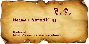 Neiman Varsány névjegykártya